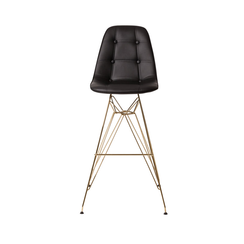 Sulligent Upholstered Counter Stool with Metal Frame, Black