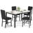 5 Piece Dining Table Set For 4, Rectangle Faux Marble Dinette Set With 4 Upholstered Chairs For Kitchen, Breakfast Nook, Small Space-2070535240-2070535238