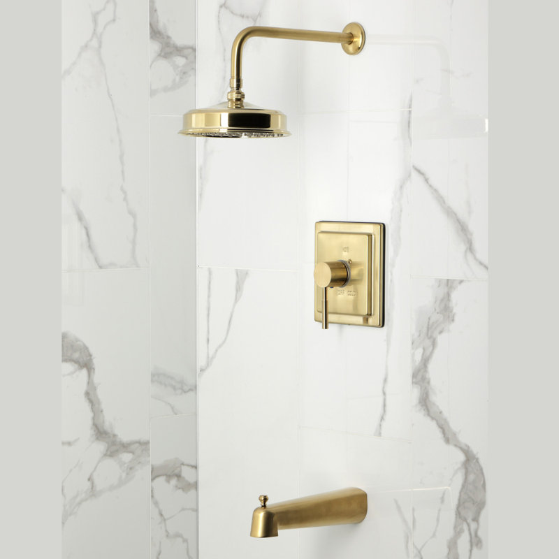 Kingston Brass Concord Single-Handle Pressure Balanced Tub And Shower Faucet, Brushed Brass