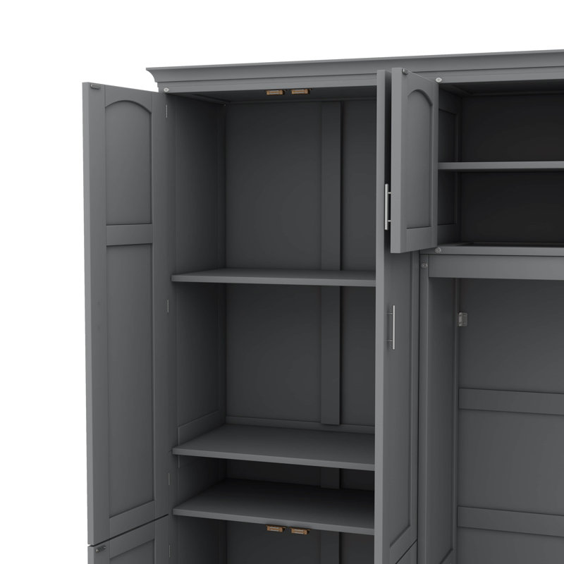Queen-Size Murphy Wall Bed Integrated With Cabinets