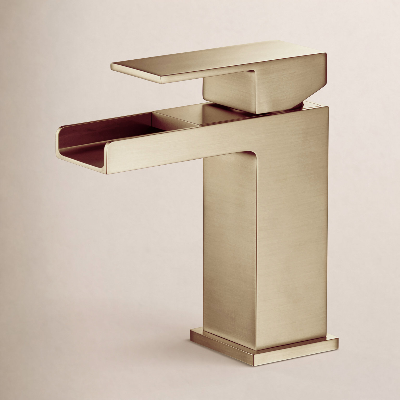 Waterfall Single-Hole Bathroom Faucet, Brushed Gold, With Drain Assembly
