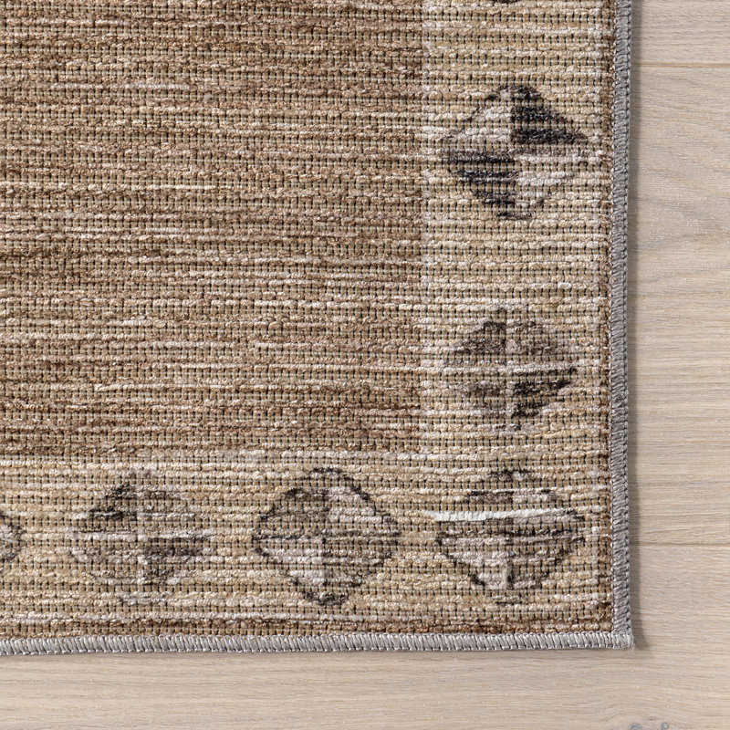 Fennel Diamond Machine Washable Area Rug, Rectangle 3'3" x 5'