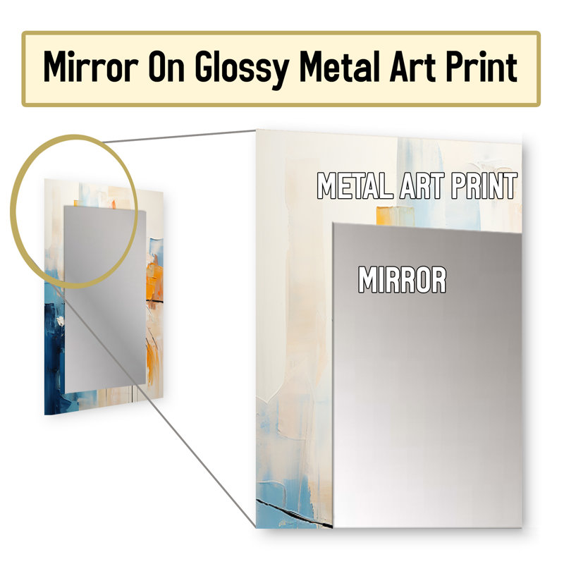 Papier Euphoria I - grand miroir mural abstrait, miroir décoratif orange, impression d'art en métal, 32 po x 24 po