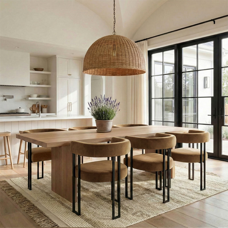18" Seat Height Upholstered Velvet Kitchen Dining Chair (Set of 6), Camel