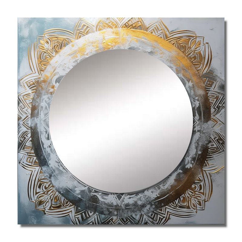 Leilaney - Boho Mandala Square Living Room Wall Mirror Art, 36" x 36"