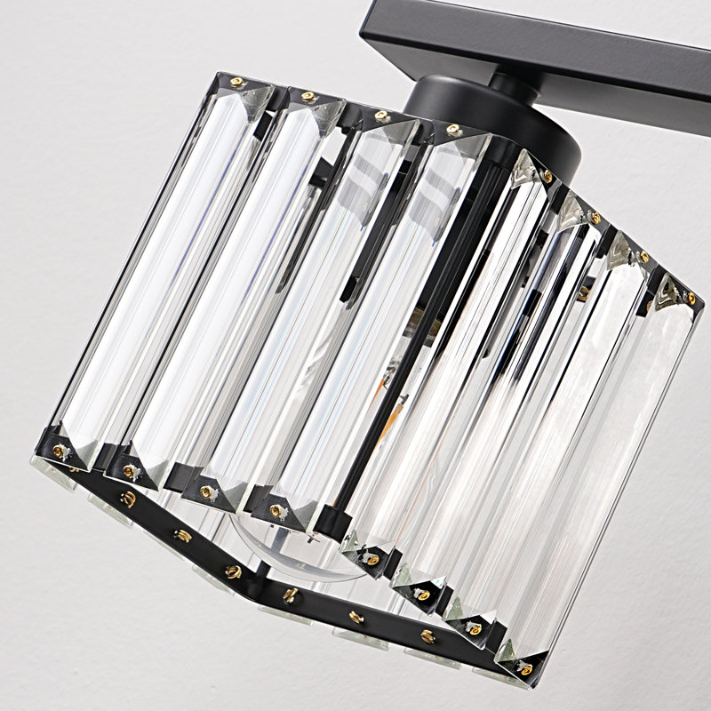 Éclairage pour meuble-lavabo à intensité variable 24 po / 3 lumières noires / dorées 24 po avec abat-jour en cristal, Noir