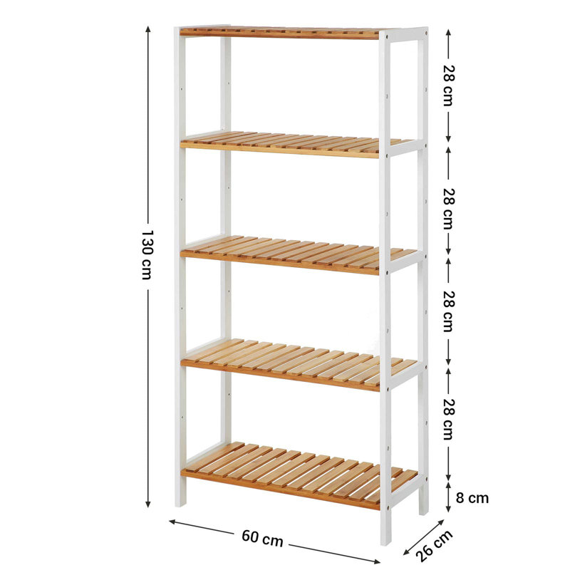 Adellynn Freestanding Bathroom Shelves, Natural/White