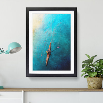Single Scull Rowing Boat Painting - Picture Frame Graphic Art