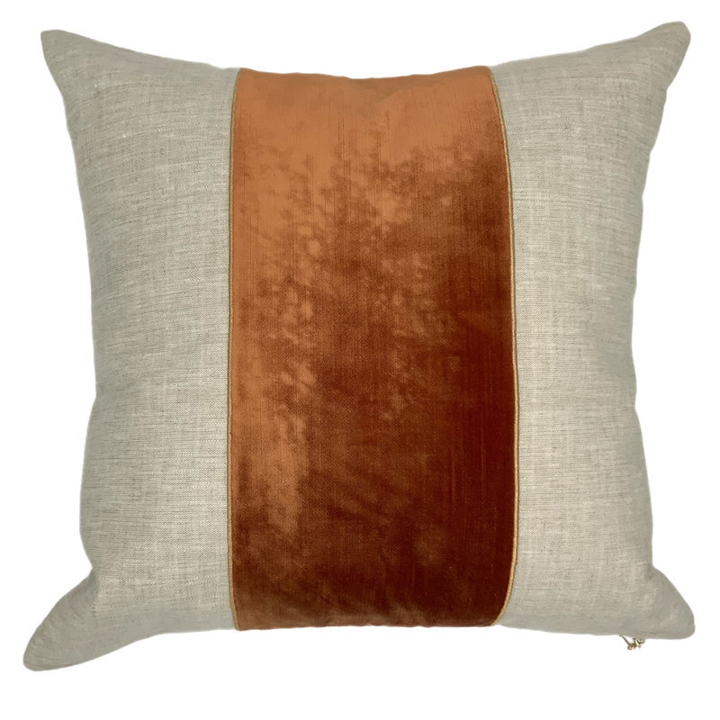 Raya Linen Blend Square Throw Pillow Cover & Insert, Rust