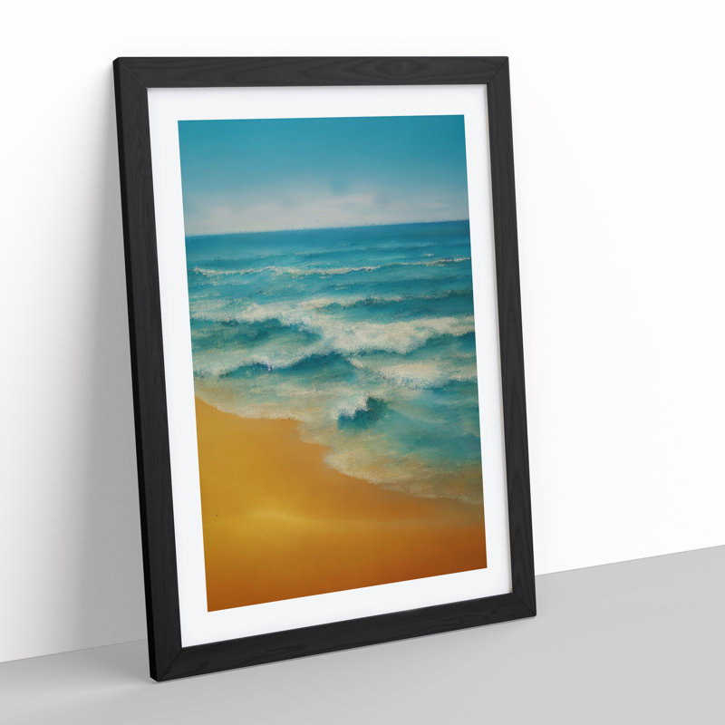 Beach Glow - Single Picture Frame Print, Black Framed, 64cm H x 46cm W x 2cm D