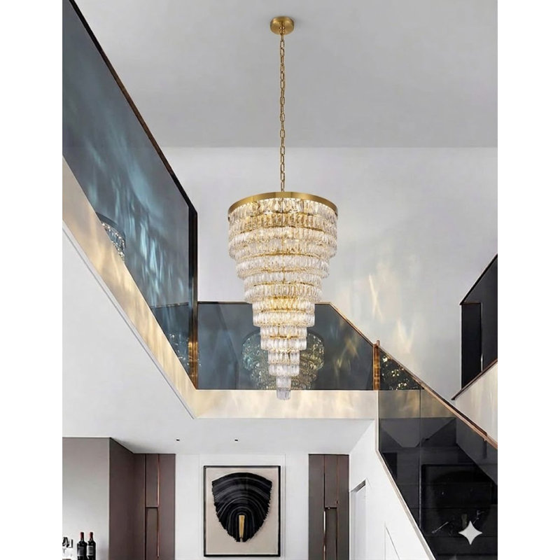 Lustre en cristal 27 lumières Creyton, Doré