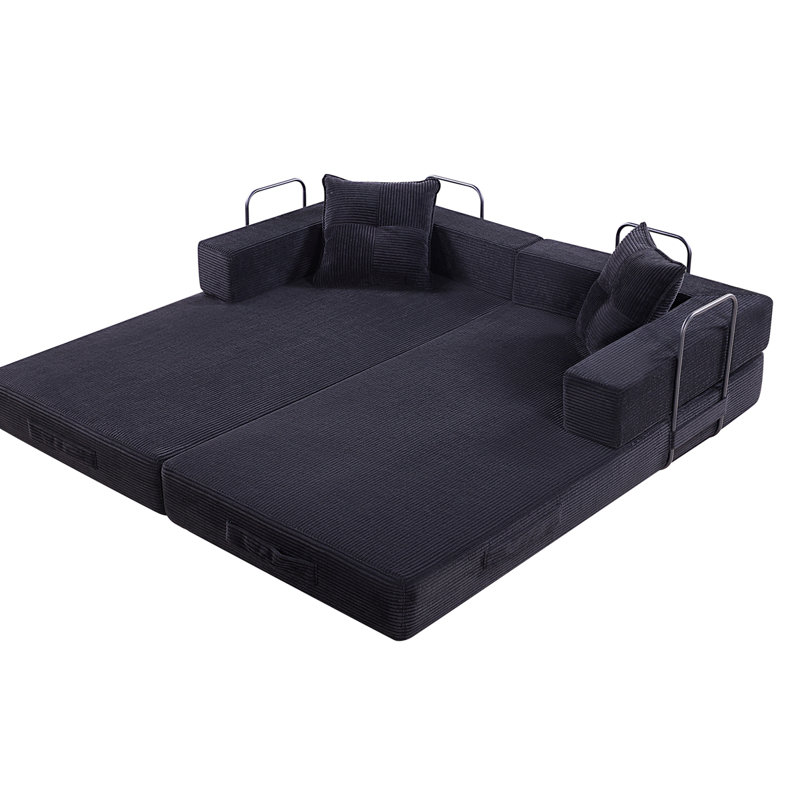 Canapé-lit avec coussin carré - Coussin en velours côtelé avec cadre de forme fixe pour le salon, la chambre à coucher, le salon, le studio