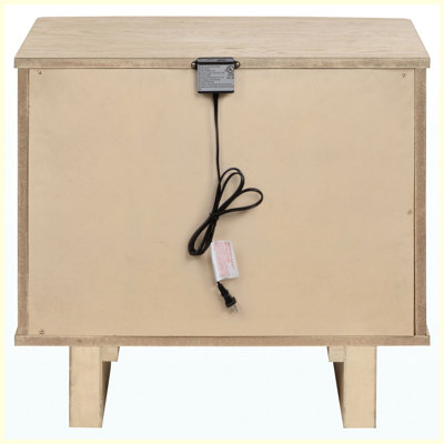 Table de chevet à 2 tiroirs en chêne beige
