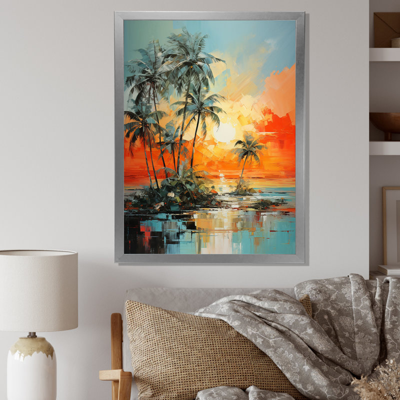 «Ampliar Minimalisme Palm Trees Serenade III», reproduction sur toile, H 20 po x l 12 po x P 1 po, Cadre photo argenté