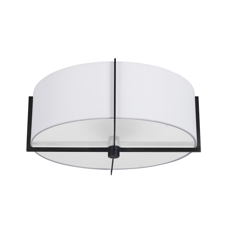 Cadwell 3 Light Semi-Flush Mount, White, Matte Black