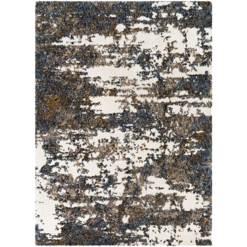 Maestas Abstract Indoor Rug, Rectangle 7'10" x 10', Black/Yellow/Blue
