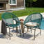 Ensemble de 2 chaises d'extérieur en osier, rotin bleu sarcelle et structure en fer-120992304