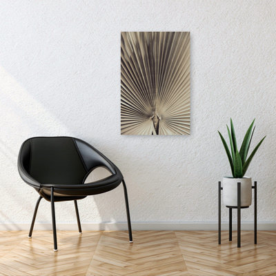 Natural Palm Leaf Pattern Elegant Geometric Minimalist Palm Nature Tropical Wall Art Print by Pictufy Studio III - Wrapped Canvas Print
