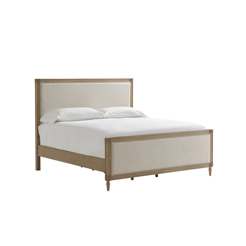Lit standard tapissier en bois massif Batten, Brun, Très grand