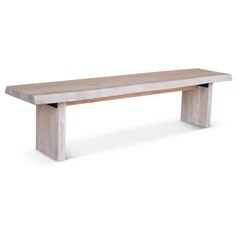 Brooks Bench, White Wash, 18" H x 102" W x 15" D