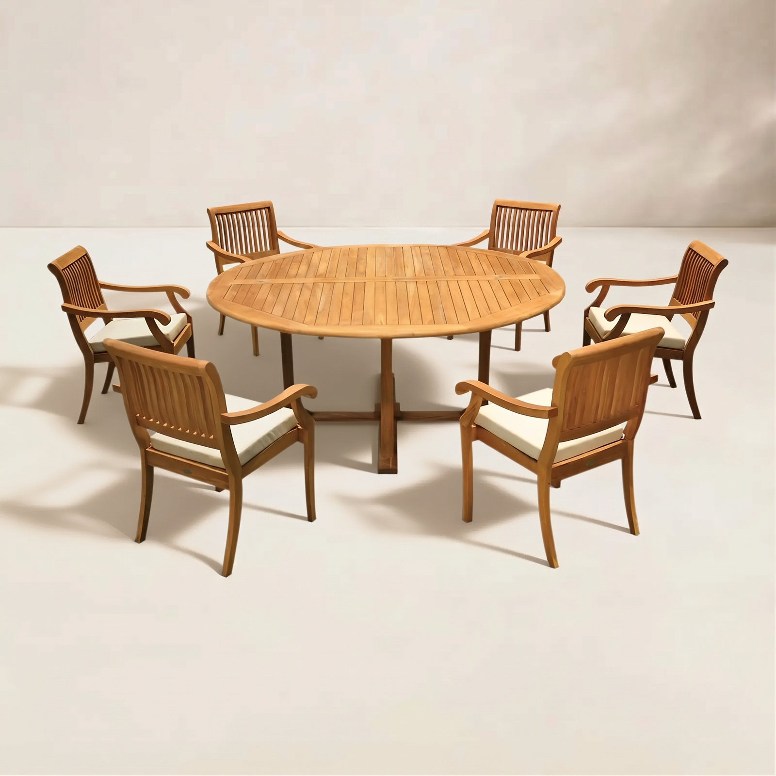 Masten Round 6-Person Outdoor Dining Set, 72" L x 72" W x 31" H, 6