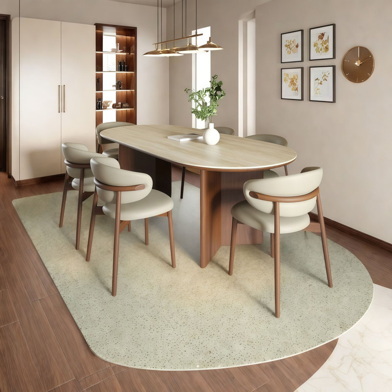 Oval Rock Slab Solid Wood Dining Table, 29.50" H x 70.90" L x 35.40" W