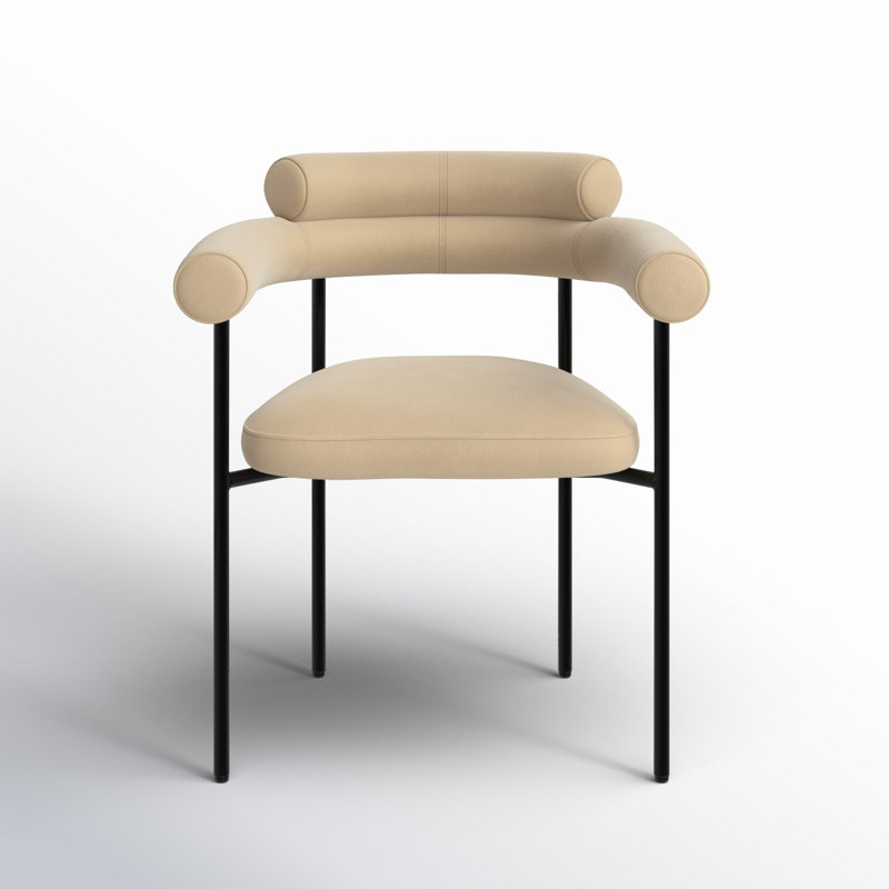 Bellport Curved Back Dining Chair, Light Brown Velvet