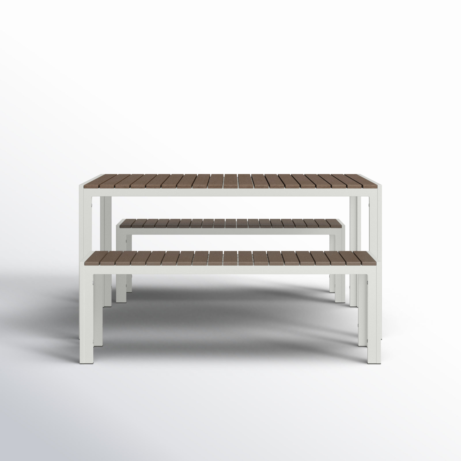 Joel 59'' Rectangular 6-Person Outdoor Dining Set, White/Gray