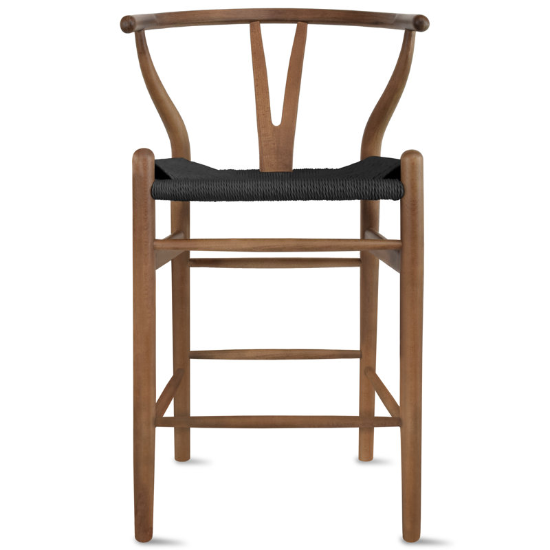 Counter Height Stool Farmhouse with Y Back Dark Woven Wood Kitchen Fully Assembled, Espresso