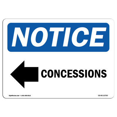 Concessions Left Arrow Sign