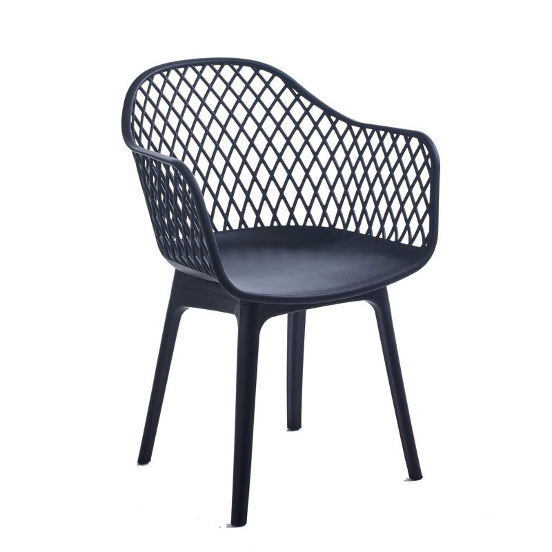 Chaise avec accoudoirs à dossier croisé, Noir