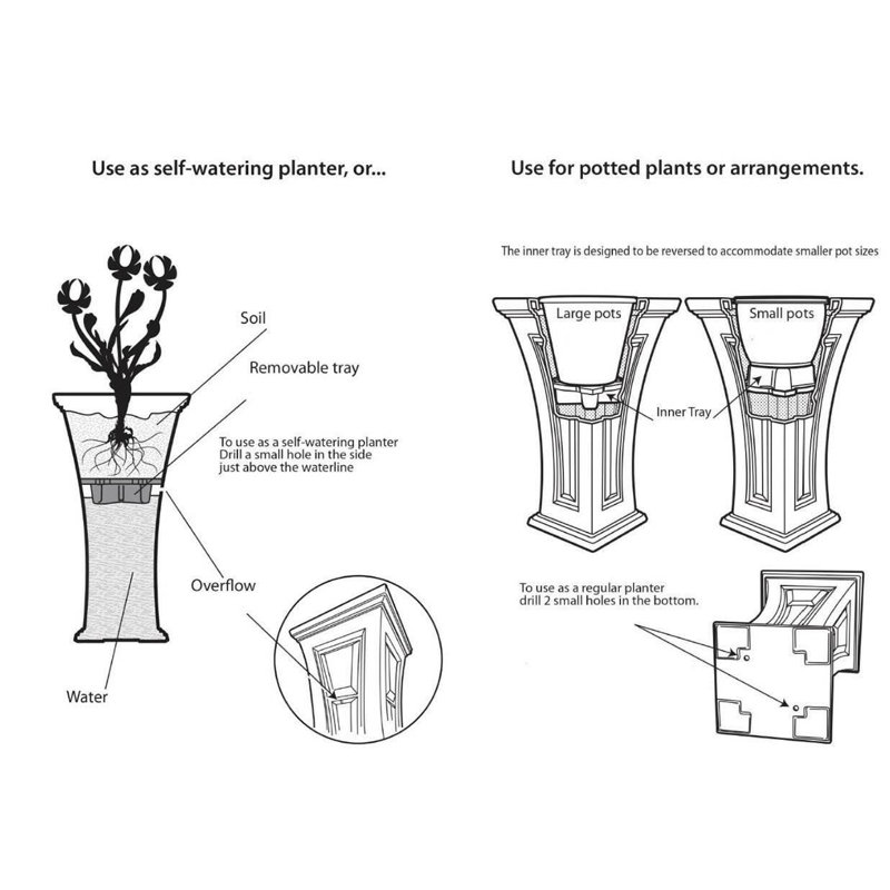 Pot de fleurs en plastique avec réservoir, 1