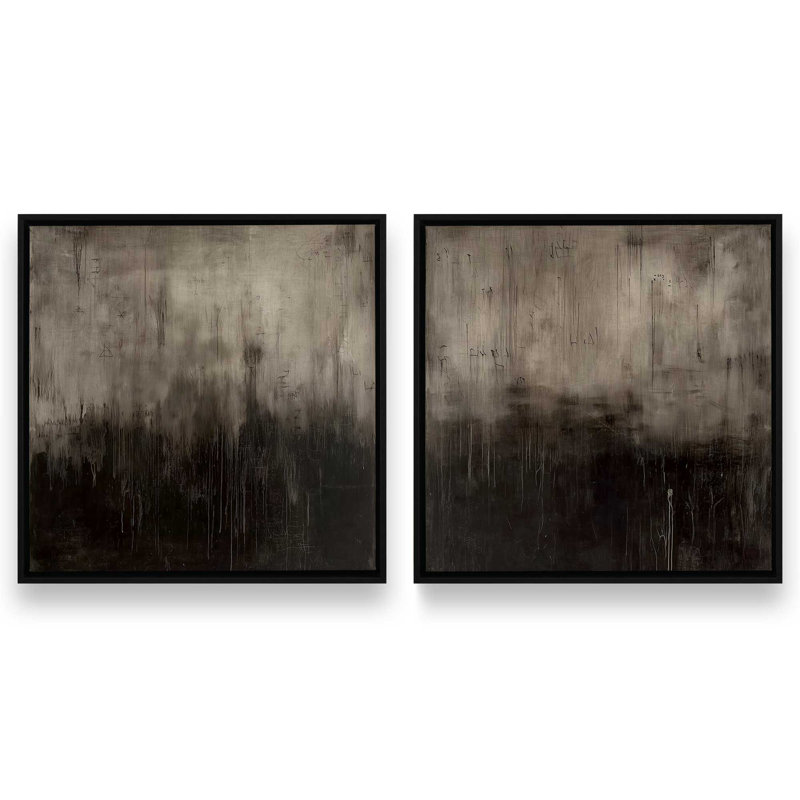 Echoes of Shadow v2, ensemble de 2 impressions, 16" x 16", Satin Black Floater Frame