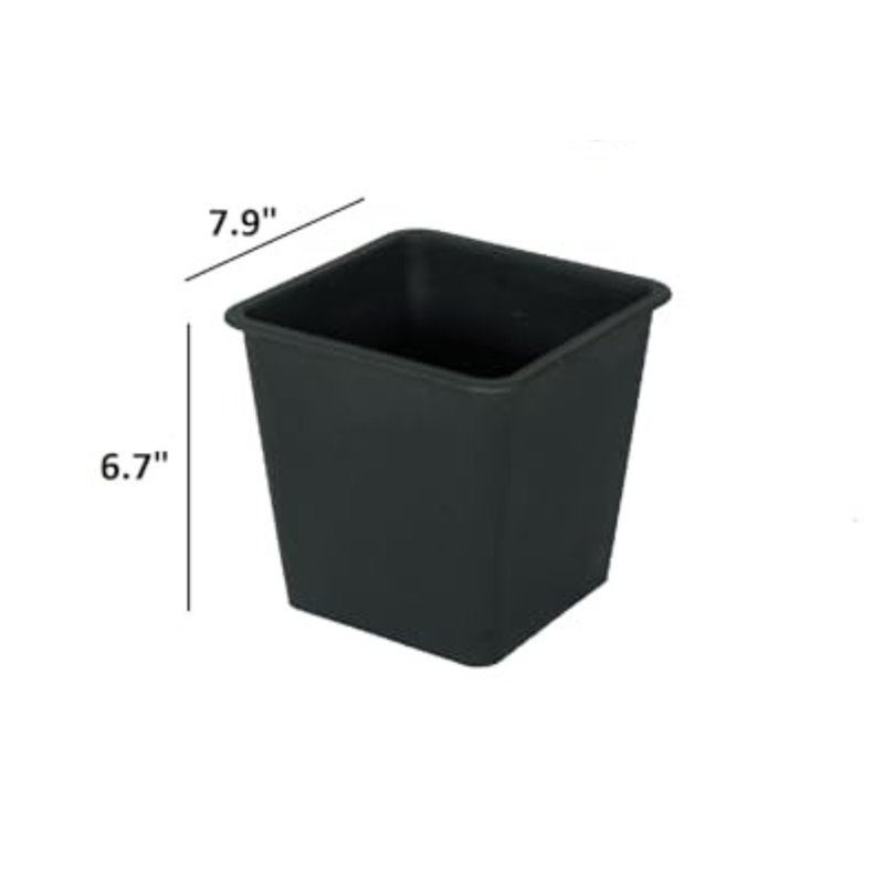 Gredinger Square Nursery Plastic Plant Pot with Drainage, 6.7"Hx7.9"Wx7.9"D