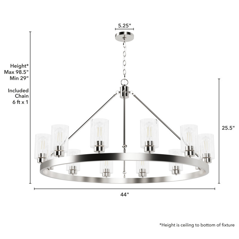 Hartland 12 - Light Wagon Wheel Chandelier, Brushed Nickel