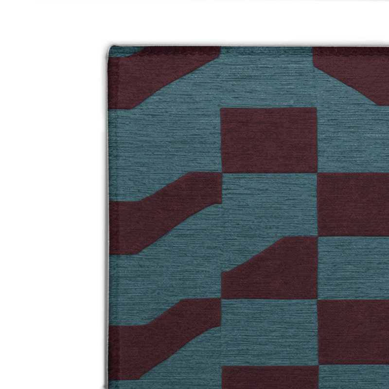 Tapis d'intérieur et d'extérieur à carreaux rouge, Rectangulaire 2 pi x 3 pi