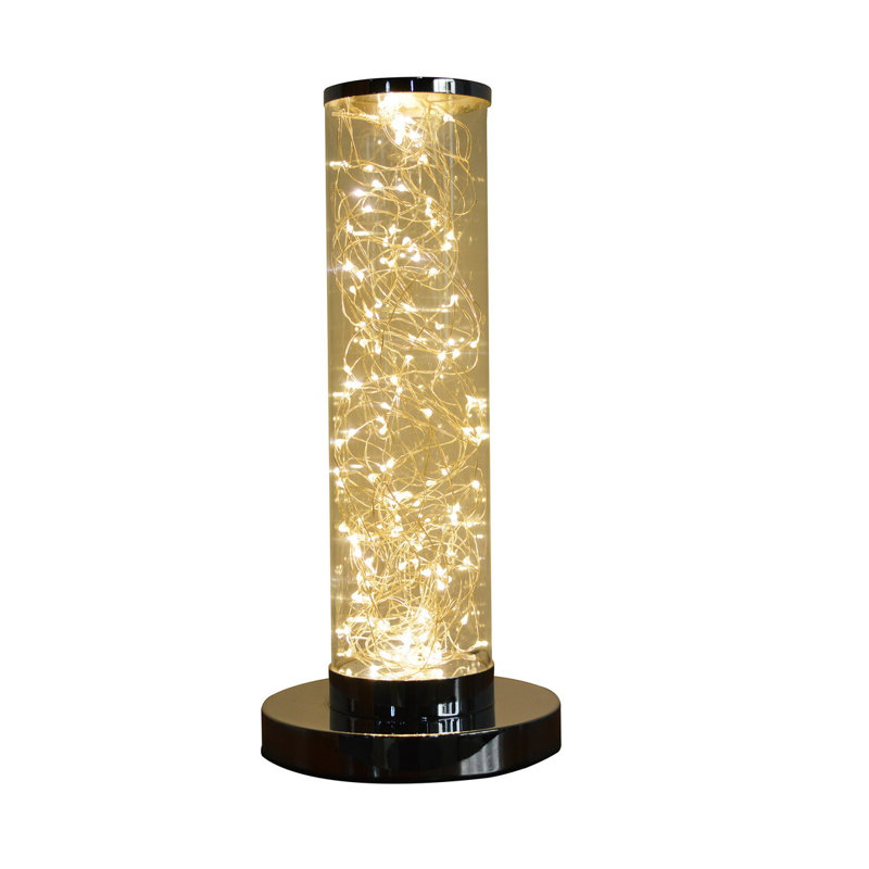 Lampe sur pied à DEL en corde exposée de 13 pouces - Lampe sur pied à colonne moderne argentée avec éclairage DEL écoénergétique, blanc chaud 2700K