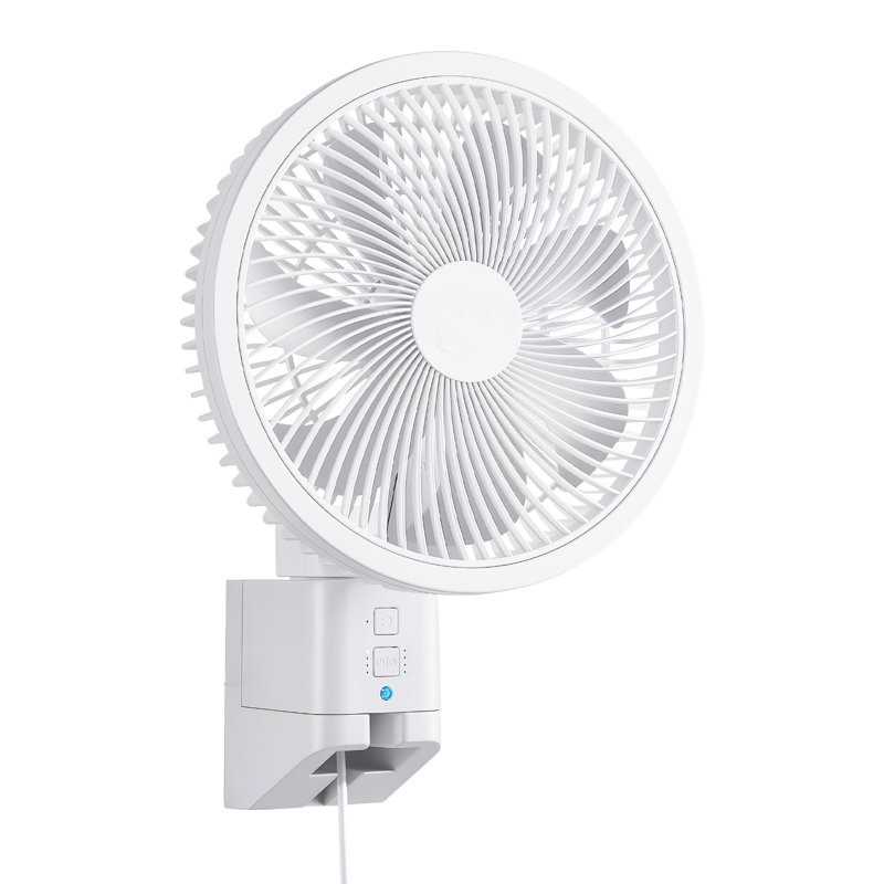 8.5 in Wall Mount Fan, Oscillating Hanging Fan with Remote Control, 10 ft Powerful Airflow, DC Motor, 4 Speeds & Timer, Auto 90° Horizontal & Manual Vertical Tilt, Ideal for Home, Office, RV