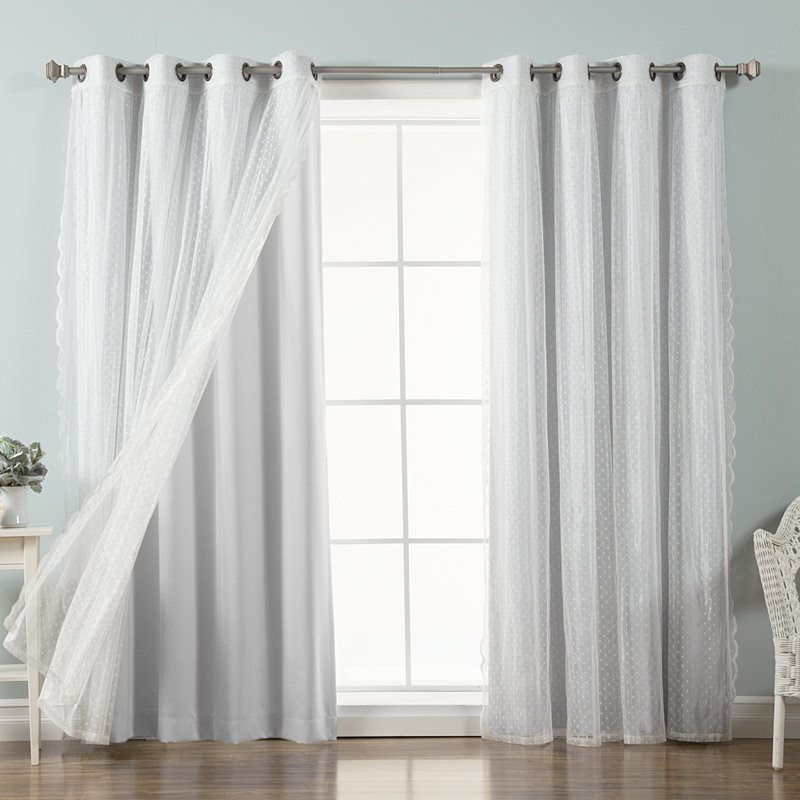Tulle Polyester Room Darkening Curtain Panels, Vapor, 52" W x 96" L