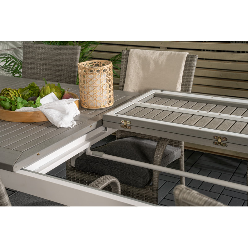 Jayesh 8 - Person Patio Dining Set with Extendable Rectangular Table , Cushions Included, Grey