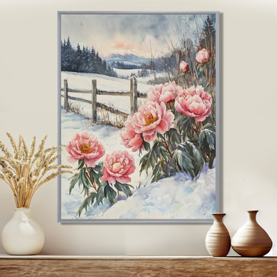 Fernwood Winter, pivoines dans le pâturé enneigé I - pivoines, art mural