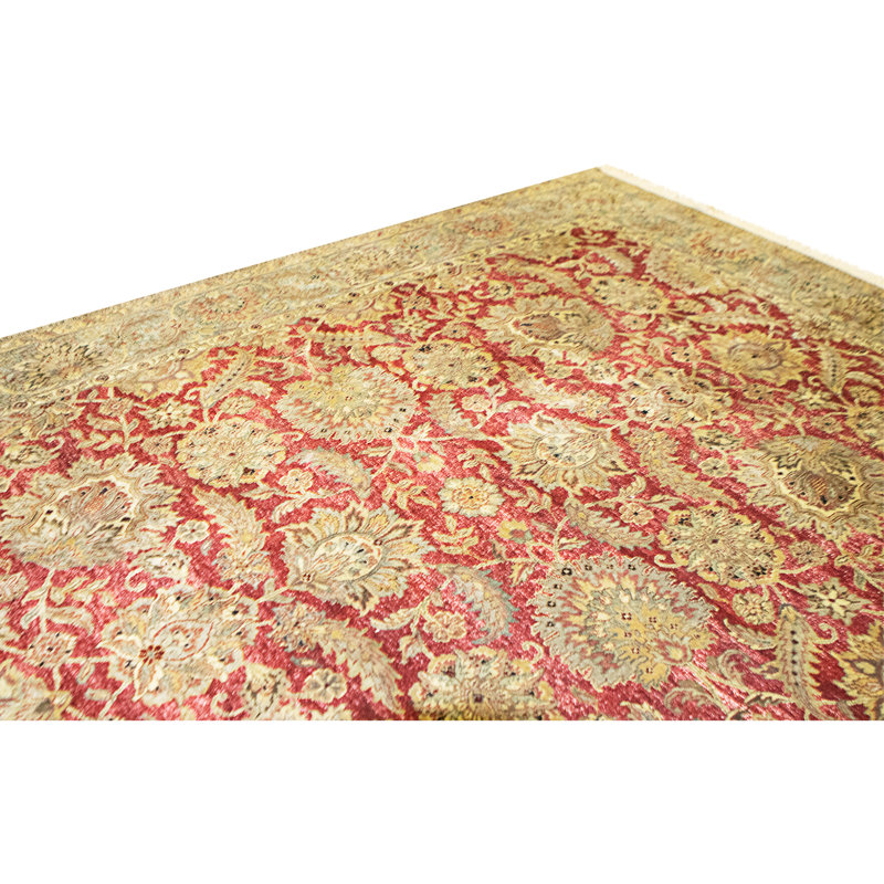 High-Quality Hand-Knotted Red And Green Area Rug