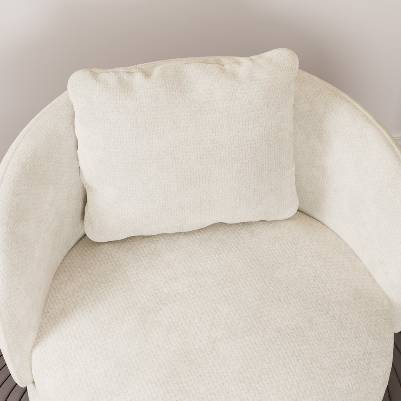 Fauteuil demi-tonneau pivotant en chenille Modern, Beige