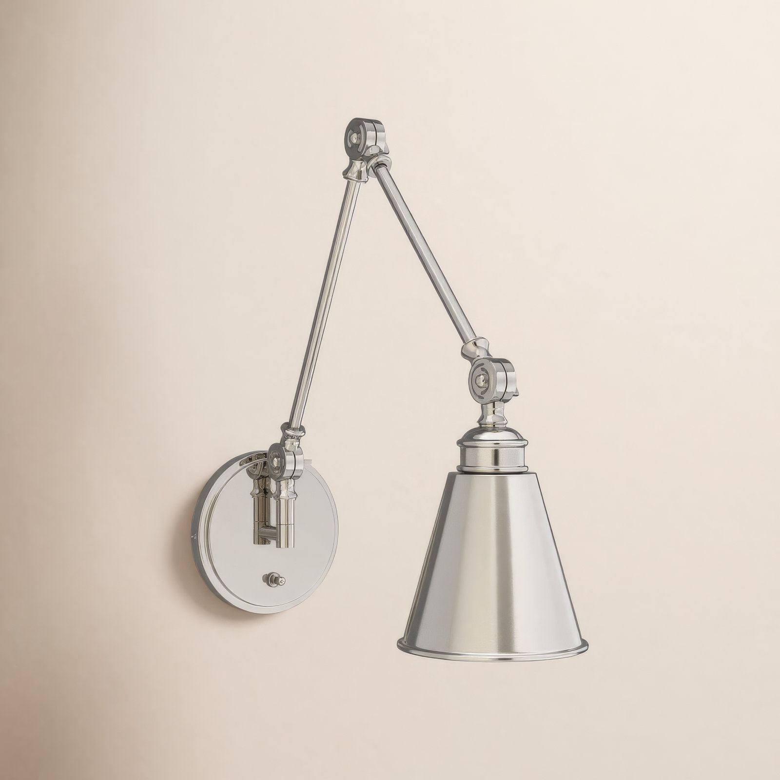 Beckham Single Light Swing Arm Sconce, Polished Nickel
