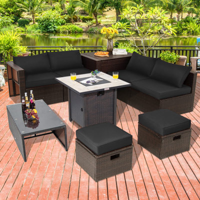 Ensemble de mobilier d'extérieur pour terrasse avec foyer au propane 30 po Jalyza