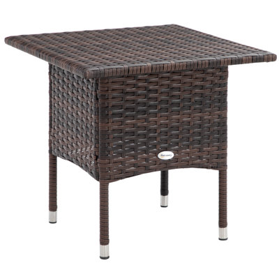 Rattan with Plastic Board 50*50*47 cm Rattan 1 Piece Coffee Table Brown Rattan Woven Top