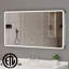 Aura l 60 po x 32 po Pharmacie rectangulaire en aluminium avec miroir H, anti-buée, fonction mémoire, fixation murale ou encastrée, tablettes réglables en verre, prise électrique homologuée UL