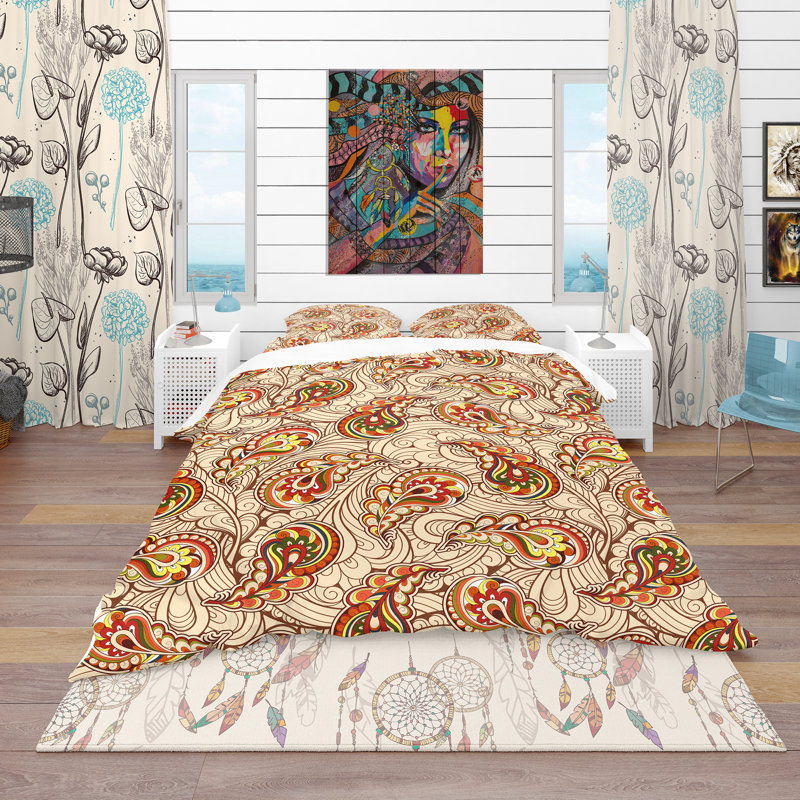 Autumn Pattern - Bohemian Nature Duvet Cover Set - Microfiber Polyester, Twin Duvet Cover + 1 Sham