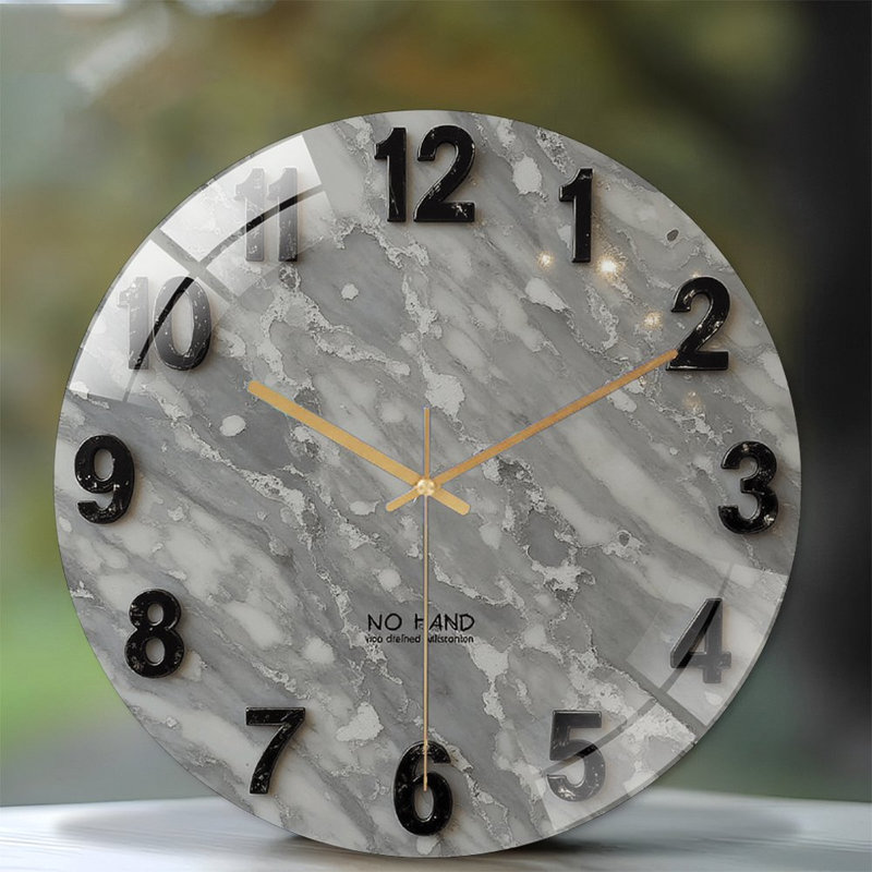 Horloge murale en marbre Modern Home Decor Unique Design Art - Horloge murale moderne en verre 12 po