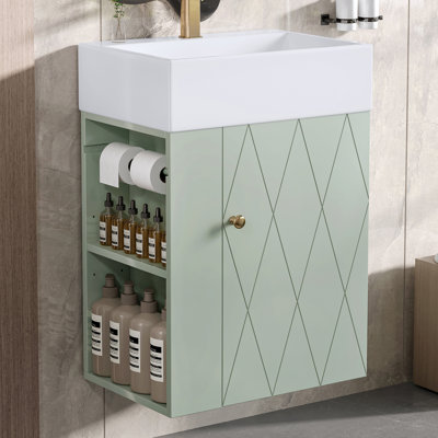 Ensemble de meuble-lavabo flottant simple 20 po avec plateau en céramique Oswald